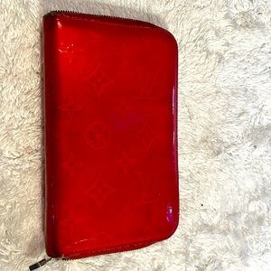 Authentic Louis Vuitton Red Monogram Zippy Wallet